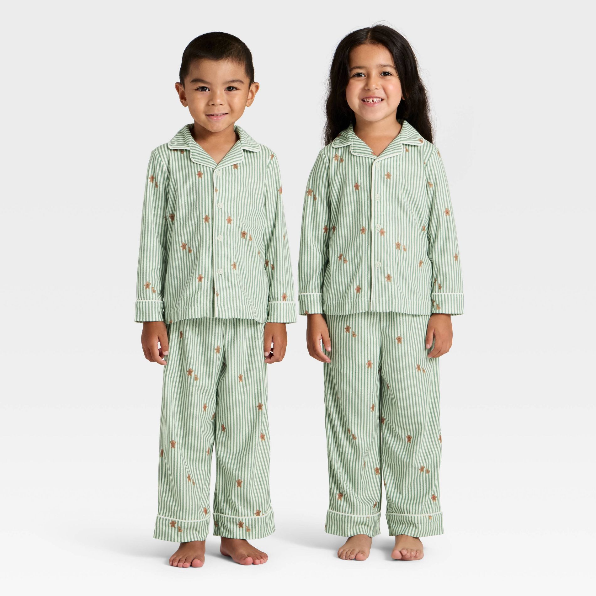 Toddler Gingerbread Striped Long Sleeve Shirt and Pants Holiday Matching Family Pajama Set - Wondershop™ Cream