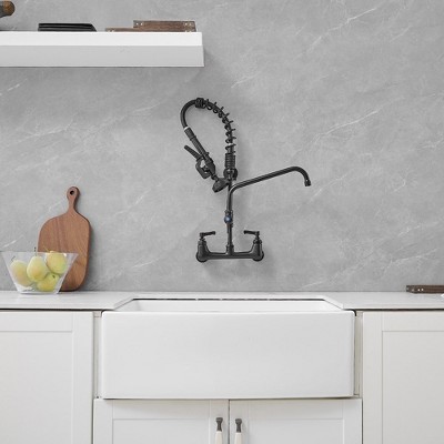 Matte Black Stainless Steel Wall-Mount Pull-Down Kitchen Faucet