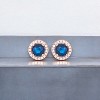 Slickblue Rose Goldtone Sapphire Blue CZ Earrings – Halo Design, Clear CZ Stones, Beautiful Jewelry for Women - 4 of 4