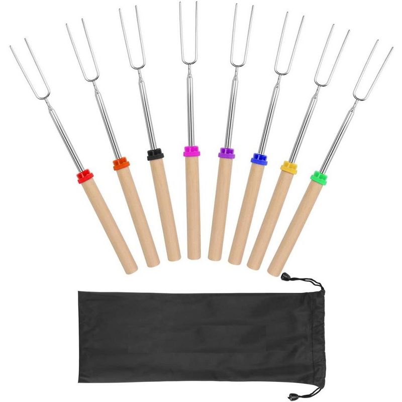 Cheer Collection Campfire Roasting Kit - 32-Inch Extendable Fork Set with Storage Bag (Set of 8), 1 of 7