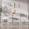 VECELO Kitchen Dining Room Table Sets for 4, 5 Piece Metal and Wood Rectangular Breakfast Nook, Oak - 3 of 4