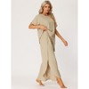 cheibear Women's Casual Short Sleeve Loose Fit Sleepshirt with Long Pants 2-Piece Loungewear Sets - 2 of 4