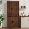 Tall Kitchen Pantry, Wood Pantry Storage Cabinet with 4 Doors & Adjustable Shelves, Farmhouse Freestanding Pantry Cupboard & Large Storage Space - 3 of 4