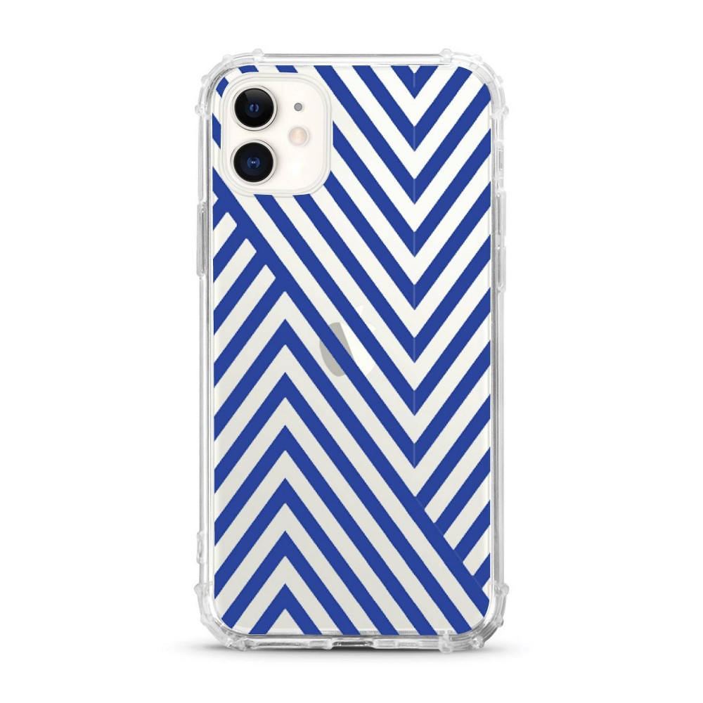 OTM Essentials iPhone 11/XR Tough Edge Geometrics & Patterns Clear Case - Abstract French Blue: TPU Bump-Resistant Cover
