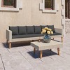 vidaXL 2 Piece Patio Lounge Set with Cushions Poly Rattan Beige - 3 of 4