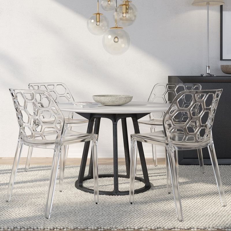 LeisureMod Dynamic Modern Plastic Dining Chair Set of 4, 2 of 10