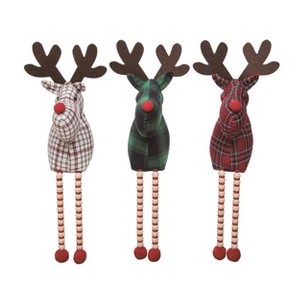 Transpac Christmas Plush Brown Reindeer Shelf Sitter Set of 3 Christmas Home Decorations - 1 of 1