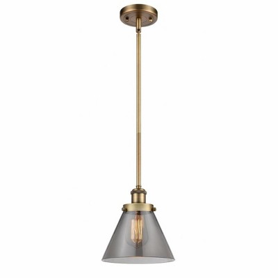 Cone - 1 Light Stem Hung Mini Pendant In Industrial Style-10 Inches Tall and 8 Inches Wide