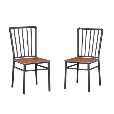 Set of 2 Balthazar Industrial Faux Wood Chairs Brown - Christopher Knight Home