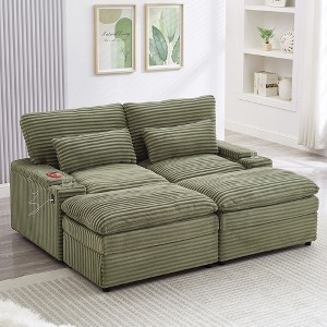 Whisen 70.9" Free-combined Sectional Convertible Sofa Bed with Storage Space, Two Movable Ottomans - 1 of 4