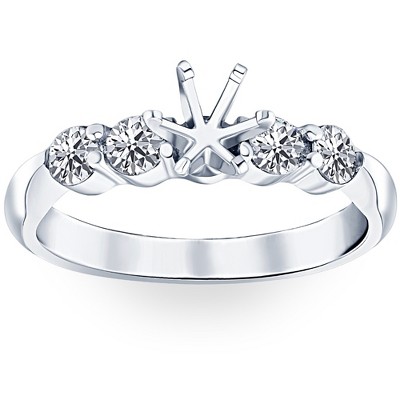 Pompeii3 1/2ct Diamond Semi Mount Engagement Ring 14K White Gold Round Setting