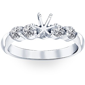 Pompeii3 1/2ct Diamond Semi Mount Engagement Ring 14K White Gold Round Setting - 1 of 4