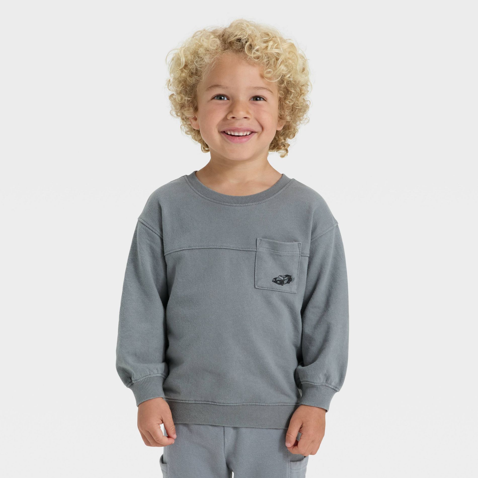 Toddler Boys' Washed French Terry Sweatshirt - Cat & Jack™ Gray 2T