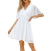 Coolmee Women's Summer Floral Sundress Short Sleeve Wrap V Neck A-Line Midi Dress - 2 of 4