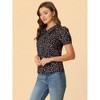 INSPIRE CHIC Women's Puff Short Sleeves Point Collar Button Down Floral Shirts - 4 of 4