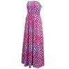 Women Strapless Floral Print Bohemian Boho Maxi Dress Casual Off Shoulder Beach Party Dress with Pockets - 4 of 4