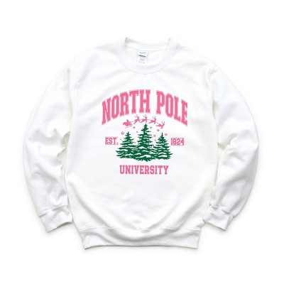 Simply Sage Market Women's Graphic Sweatshirt North Pole University Pink Trees