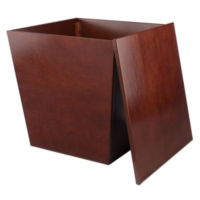 Transitional Walnut Wood Storage Cube End Table 18.5"