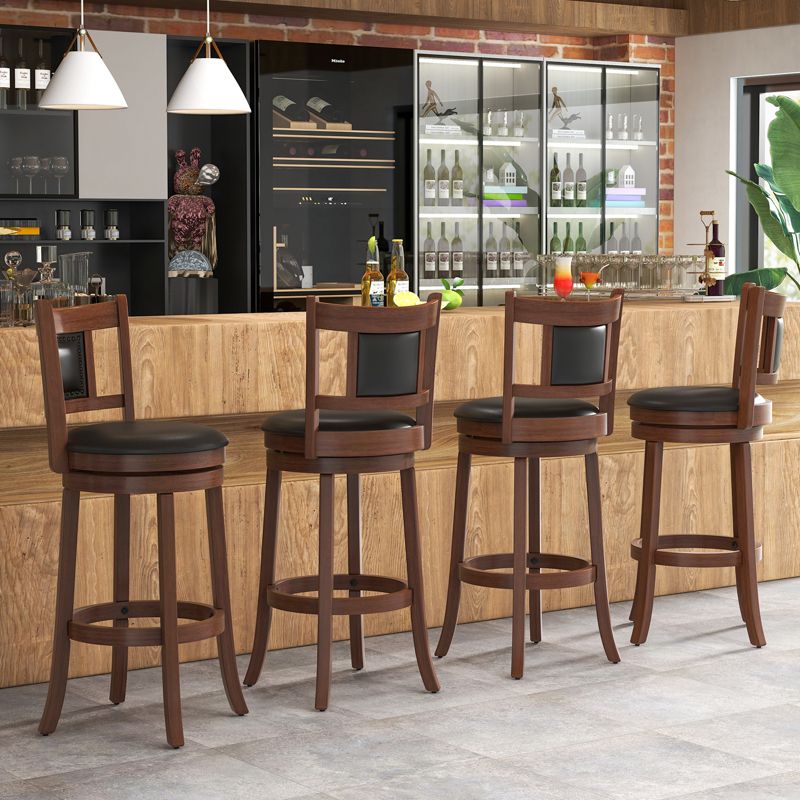 Tangkula 25.5” Upholstered Bar Stools Set of 2/4 360° Swivel Round Counter/Bar Height Stools w/Curved Backrest & Footrest, 2 of 8