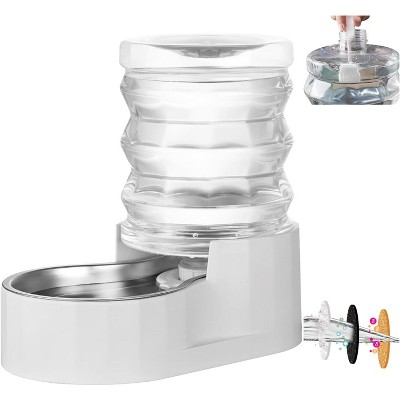 Automatic Pet Water Dispenser with Filter, Stainless Steel Gravity Water Bowl for Indoor Use