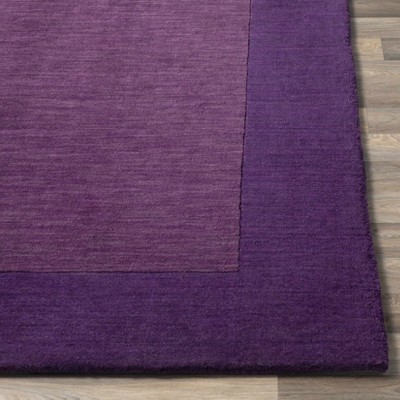 Greene Dark Purple Wool High Pile Rectangular Rug