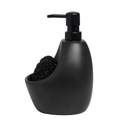 Black Stainless Steel Soap Dispenser with Scrubby Caddy