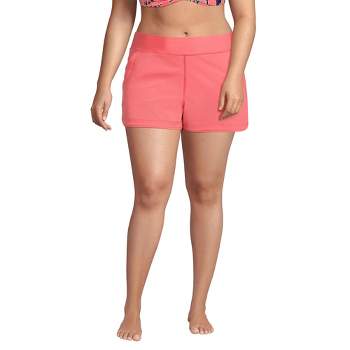 Lands' End Women's Plus Size 3" Quick Dry Elastic Waist Board Shorts Swim Cover-up Shorts with Panty