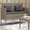 vidaXL Outdoor Loveseat Bench with Storage and Cushions - Gray Poly Rattan Patio Bench, Comfortable Dual Seating for Garden, Deck, Waterproof - 2 of 4