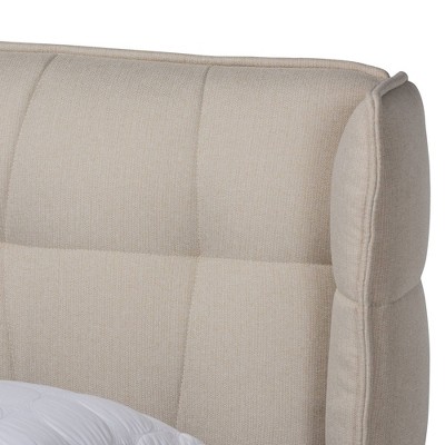 Gretchen King-Size Light Beige Wingback Platform Bed with Tufted Headboard