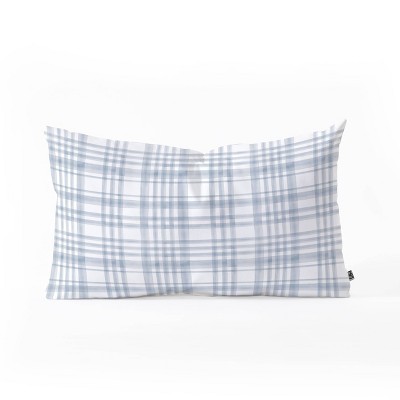 23"x14" Oversize Little Arrow Plaid Design Co Winter Watercolor Lumbar Throw Pillow Blue - Deny Designs