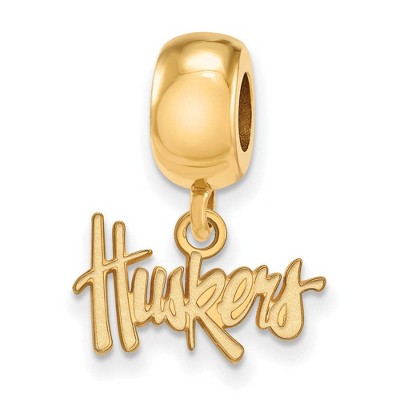 Black Bow Jewelry 14k Yellow Gold Plated Sterling Silver Nebraska Cornhuskers NCAA Bead Charm