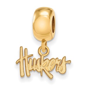 Black Bow Jewelry 14k Yellow Gold Plated Sterling Silver Nebraska Cornhuskers NCAA Bead Charm - 1 of 3