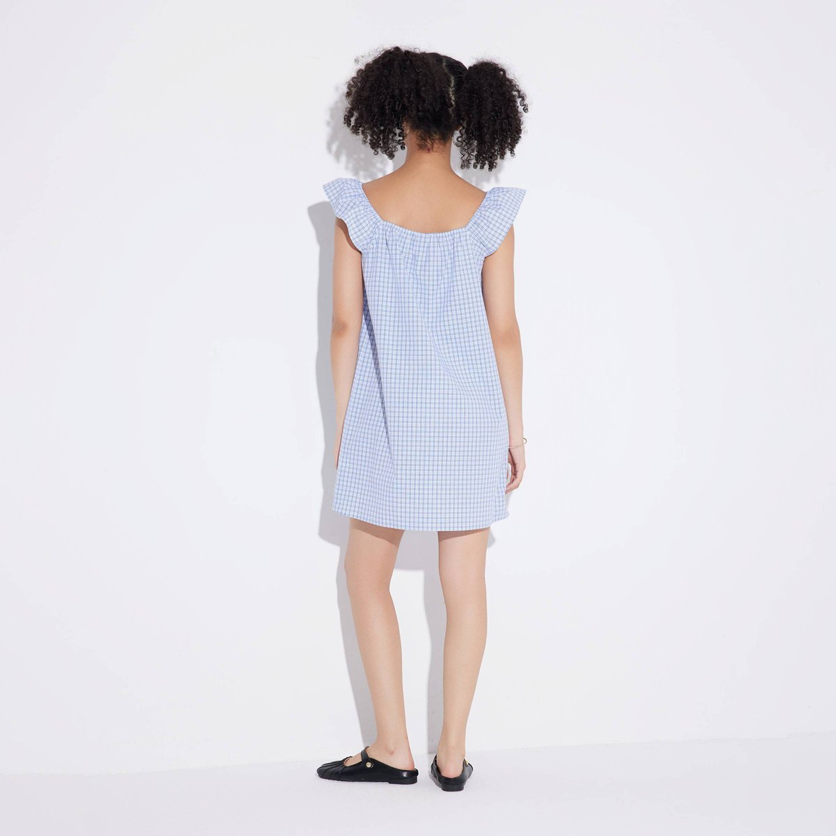 Женские платья Wild Fable Women's Game Day Flutter Cap Sleeve Babydoll Mini Dress - Wild Fable™ Blue Plaid S — фото 2