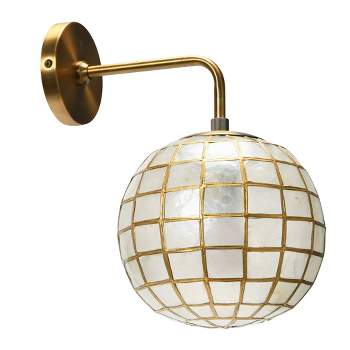 Storied Home Capiz and Metal Wall Sconce with Detail Brass