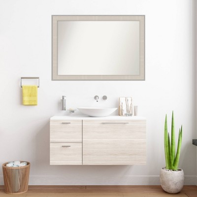 Cottage White Silver Framed Rectangular Bathroom Vanity Mirror