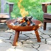 Sunnydaze Outdoor Camping or Backyard Round Cast Iron Rustic Fire Pit Bowl with Handles - 2 of 4