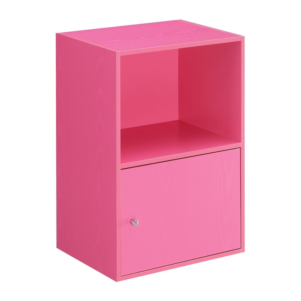 Breighton Home Extra Storage 1 Door Cabinet with Shelf Pink: Particle Board Accent Cabinet with Open Shelves