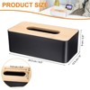 Unique Bargains Square Holder Tissue Cube Box Cover with Bamboo Lid 1 Pc - 2 of 3