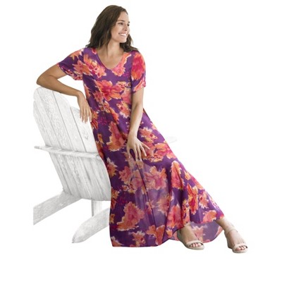 Woman Within Plus Size Petite Short-Sleeve Crinkle Dress
