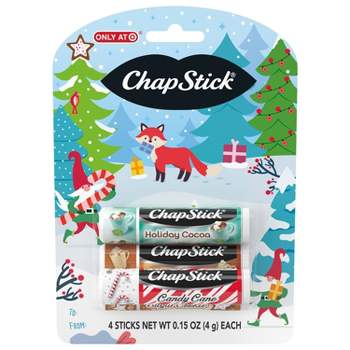 Chapstick Holiday Sugar,Sugar Cookie,Cotton Candy and Hot Chocolate Cake Batter Lip Balm Set - 4ct