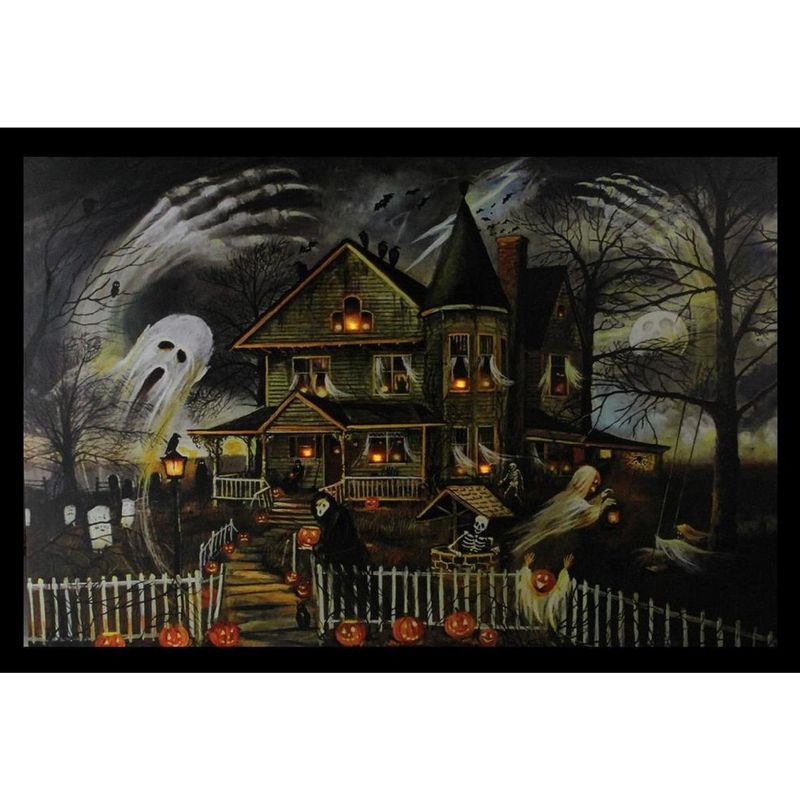 Northlight LED Lighted Creepy Haunted House Halloween Canvas Wall Art 12" x 15.75", 3 of 4