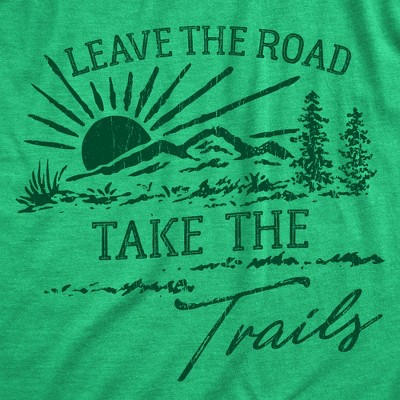 Мужские футболки Crazy Dog T-Shirts, Inc. Mens Funny T Shirts Leave The Road Take The Trails Sarcastic Hiking Graphic Novelty Tee For Men - Crazy Dog Men's T Shirt For Campers Green L — фото 2