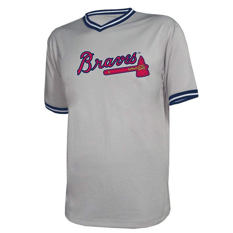 MLB Atlanta Braves Gray Men&#39;s Short Sleeve V-Neck Jersey, 2 of 4