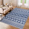 9x12 Washable Area Rug - Modern Geometric Low Pile Living Room Carpet, Soft Blue Indoor Rug for Dining Room, Home Office - 3 of 4