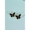 Slickblue Women's Earrings, Small Gold Butterfly Studs with Black Accent Detail, Stylish Design, 0.5", Alloy - 4 of 4