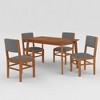 5-Piece Rectangular Dining Table Set with Solid Wood Legs, Kitchen Table and 4 Upholstered Chairs, Space-Saving Furniture for Dining Room or Kitchen - 3 of 4