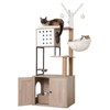 YOOCOZZ Cat Tree with Litter Box Enclosure,Cat Condo with Scratching Posts, Feeding Bowl and Removable Pompom Sticks - 4 of 4