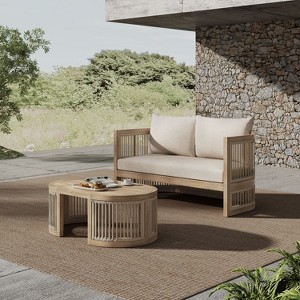 Christopher Knight Home Bonita Outdoor Rope Weave Acacia Wood Coffee Table and Loveseat Set - 1 of 4
