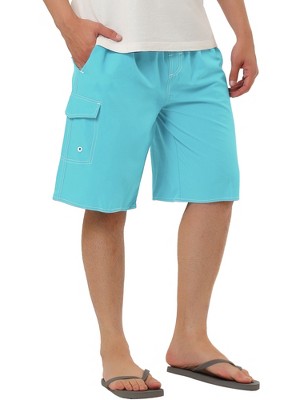 TATT 21 Men's Summer Casual Solid Color Drawstring Elastic Waist Beach Board Short Light Blue 28 — фото 5