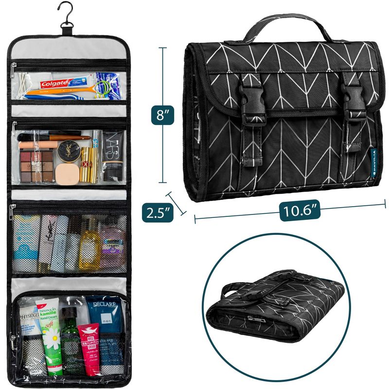 PAVILIA Travel Hanging Toiletry Bag Women Men, Large Capacity Makeup Kit, Waterproof Cosmetic Storage Organizer Case, 2 of 9